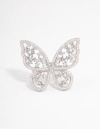 Rhodium Statement Butterfly Cocktail Ring - link has visual effect only