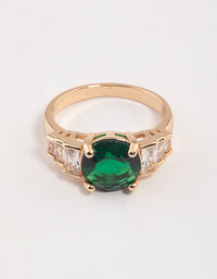 Gold & Emerald Green Round Baguette Ring - link has visual effect only