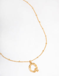 Letter 'Q' Gold Plated Bamboo Initial Necklace - link has visual effect only