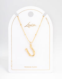 Letter 'U' Gold Plated Bamboo Initial Necklace - link has visual effect only