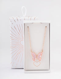 Rose Gold Pink Butterfly Pendant Necklace - link has visual effect only