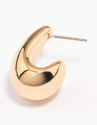 Gold Pear Huggie Hoop Earrings - link has visual effect only