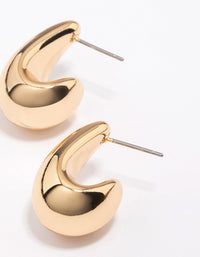 Gold Pear Huggie Hoop Earrings - link has visual effect only