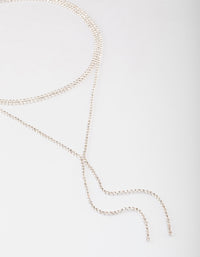 Silver Plated Cubic Zirconia Y-Neck Double Row Necklace - link has visual effect only