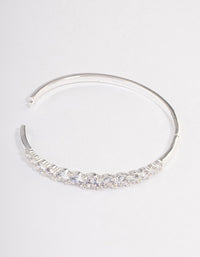 Silver Plated Gradual Cubic Zirconia Cuff Bangle - link has visual effect only