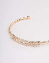 Gold Plated Gradual Cubic Zirconia Cuff Bangle - link has visual effect only