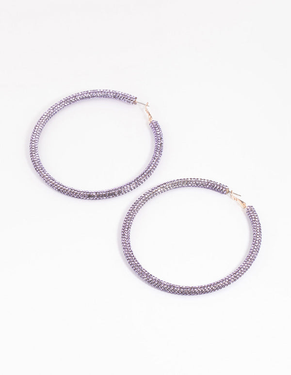 Rose Gold Pave Hoop Earrings