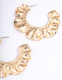 Gold Molten Organic Flower Hoop Earrings - link has visual effect only