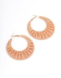 Gold Threaded Mixed Bead Hoop Earrings - link has visual effect only