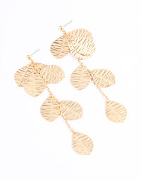 Gold Textured Layered Leaf Drop Earrings - link has visual effect only