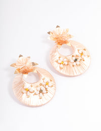 Gold Threaded Flower Round Drop Earrings - link has visual effect only