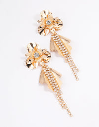 Gold Flower Petal Cupchain Drop Earrings - link has visual effect only