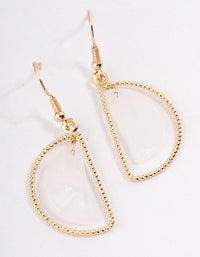 Gold Clear Quartz Half Circle Drop Earrings - link has visual effect only