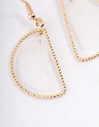 Gold Clear Quartz Half Circle Drop Earrings - link has visual effect only