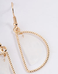 Gold Clear Quartz Half Circle Drop Earrings - link has visual effect only