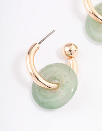 Gold Green Aventurine Pendant Huggie Earrings - link has visual effect only