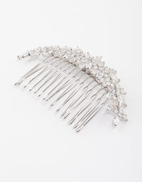 Rhodium Cubic Zirconia Floral Arch Hair Comb - link has visual effect only