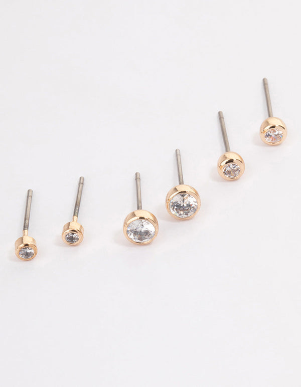 Gold Outline Stud Earrings Pack