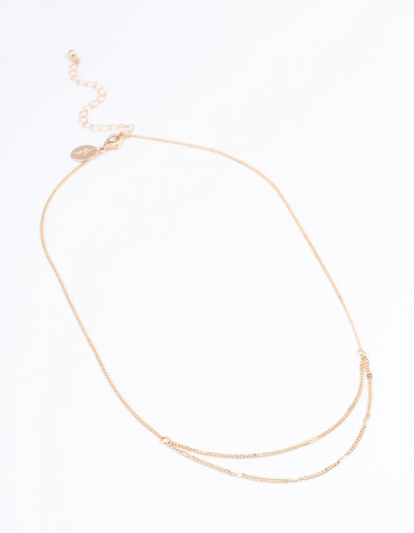 Gold Clamped Cable Double Necklace - Lovisa