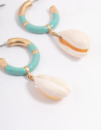 Gold Enamel Shell Hoop Earring Pack - link has visual effect only