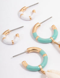 Gold Enamel Shell Hoop Earring Pack - link has visual effect only