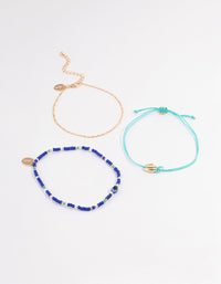 Gold Evil Eye Shell Anklet Pack - link has visual effect only