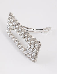 Rhodium Pearl Barrette Hair Clip - link has visual effect only