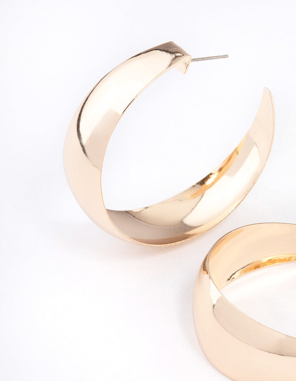 Gold Smooth Thick Hoop Earrings - Lovisa