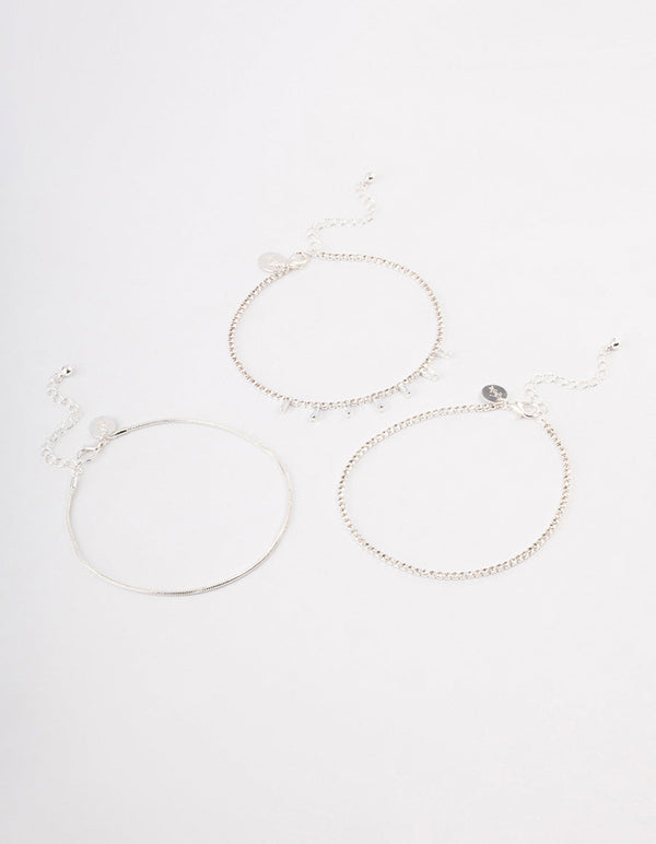 Silver Cupchain Baguette Anklet Pack