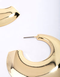 Gold Plated Brass Chubby Disc Hoop Earrings - link has visual effect only