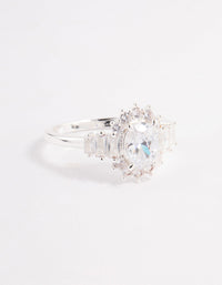 Silver Plated Oval Baguette Grand Ring - link has visual effect only