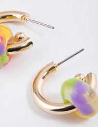 Gold Coloured Ball Hoop Earrings - link has visual effect only