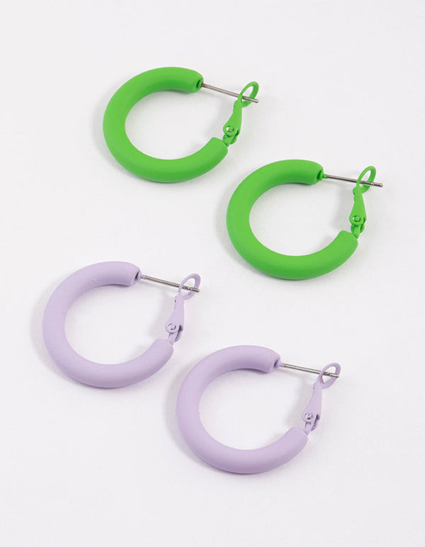 Coated Matte Thick Hoop Earrings Pack