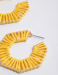 Yellow Wrapped Hexagon Hoop Earrings - link has visual effect only