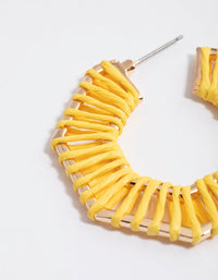 Yellow Wrapped Hexagon Hoop Earrings - link has visual effect only