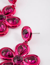 Coated Pink Crystal Flower Drop Earrings - link has visual effect only