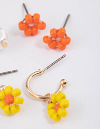 Gold Flower Stud Earrings Pack - link has visual effect only