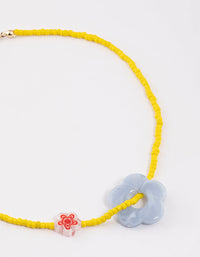 Yellow Thread Through Beaded Flower Necklace - link has visual effect only