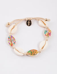 Gold Printed Shell Toggle Bracelet - link has visual effect only