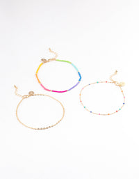 Gold Tiny Beaded Anklet Pack - link has visual effect only