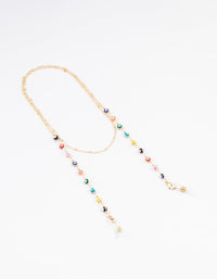 Gold Evil Eye Beaded Glasses Chain - link has visual effect only