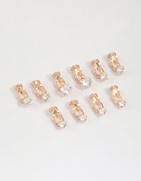 Rose Gold Graduating Diamante Clip On Earrings 5-Pack - link has visual effect only