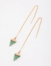 Gold Green Aventurine Triangle Thread Through Earrings - link has visual effect only