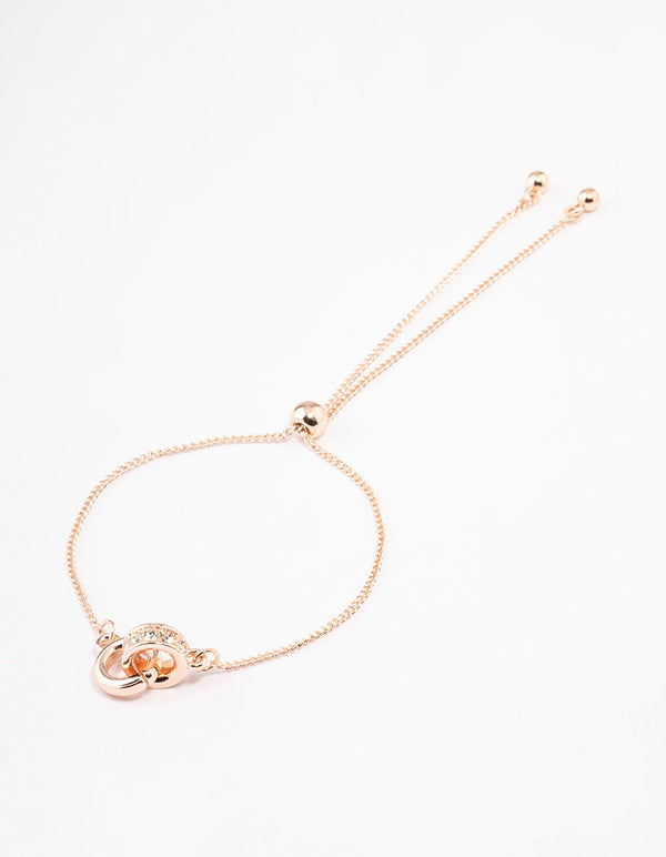 Rose Gold Double Circle Lock Bracelet