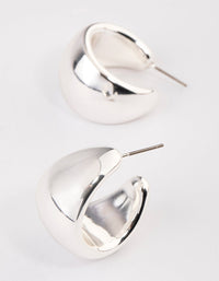 Silver Wide Chubby Hoop Earrings - link has visual effect only