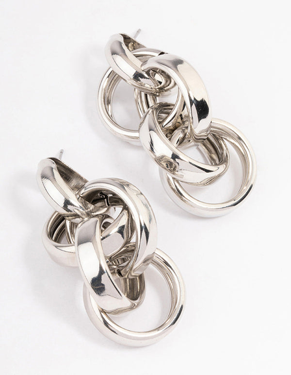 Rhodium Multi Link Drop Earrings