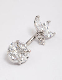 Surgical Steel Cubic Zirconia Triangular Fan Belly Ring - link has visual effect only