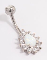 Surgical Steel Opal & Diamante Teardrop Belly Ring - link has visual effect only