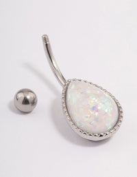 Surgical Steel Opal Pear Belly Ring - link has visual effect only