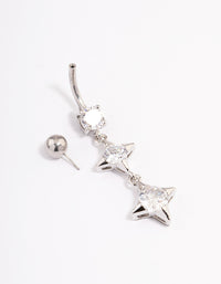 Surgical Steel Cubic Zirconia Star Drop Belly Ring - link has visual effect only